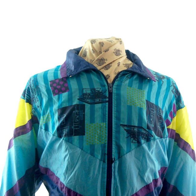 front of 90s Blue Shell Suit Jacket