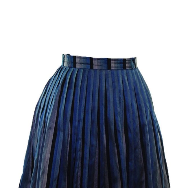 front of 90s Long Stripe Blue A-Line Skirt