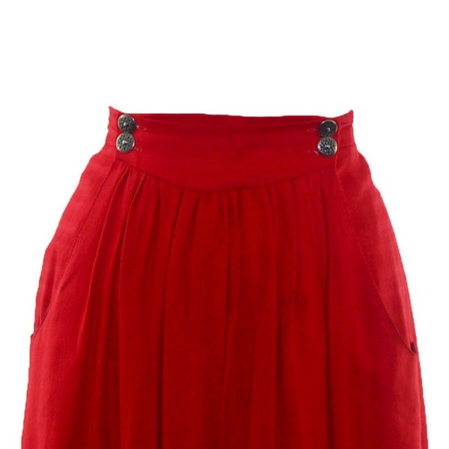 front of 90s Red Traditional Austrian A-Line Skirt