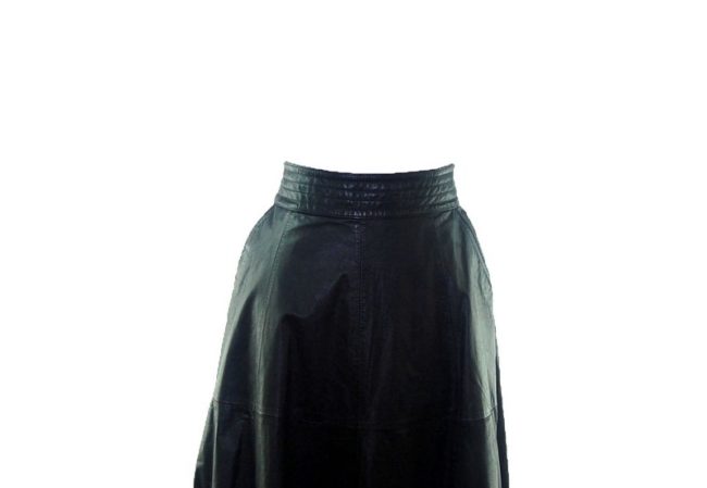 front of Black Leather Maxi Skirt
