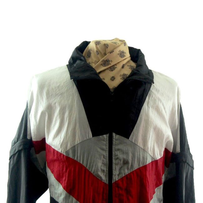front of Black Multicolored Shell Suit Jacket