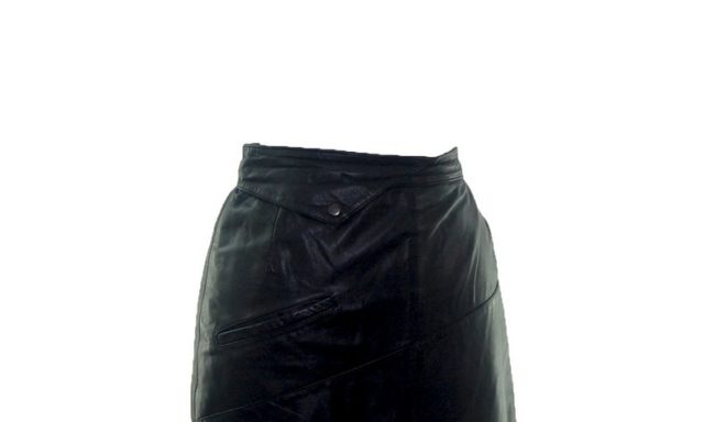 front of Long Black Leather Skirt