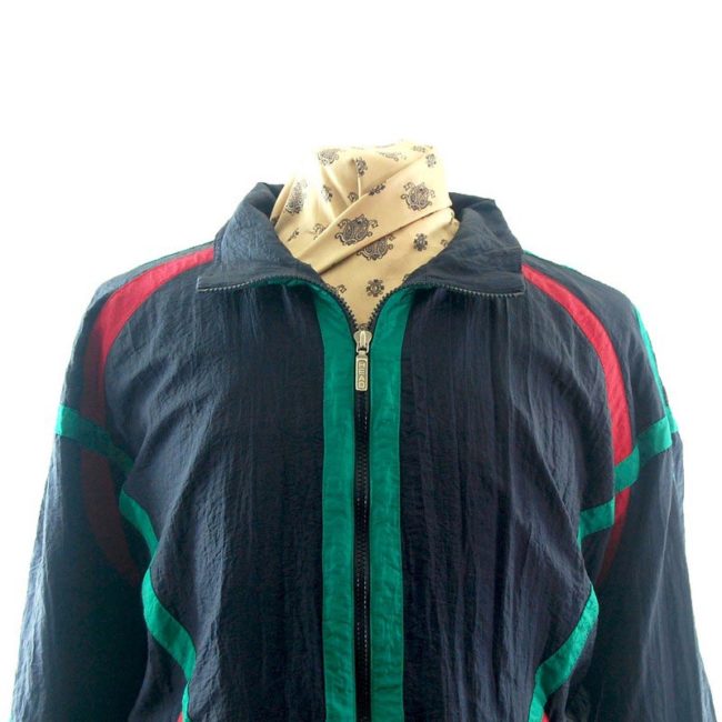 front of Navy Striped Shell Suit Jacket