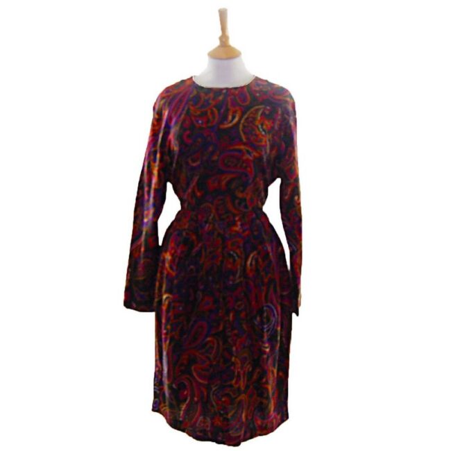 80s Abstract Paisley Dress