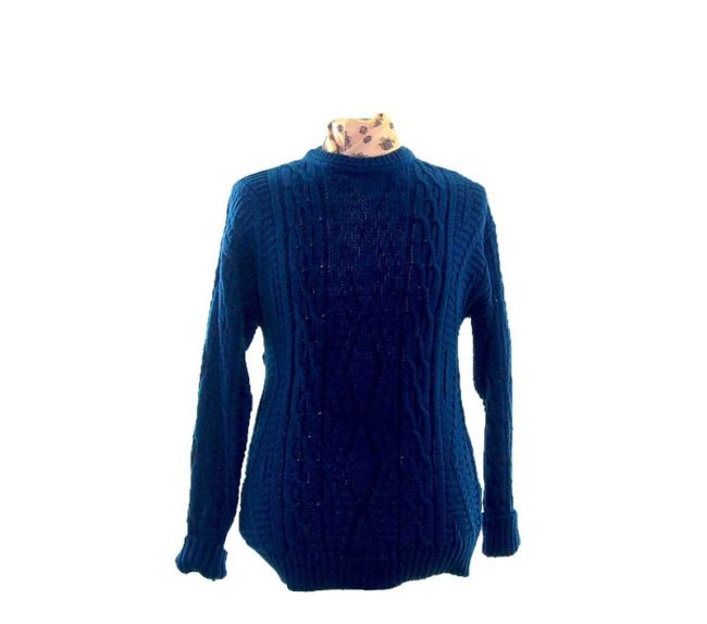 80s Blue Cable Knit Jumper