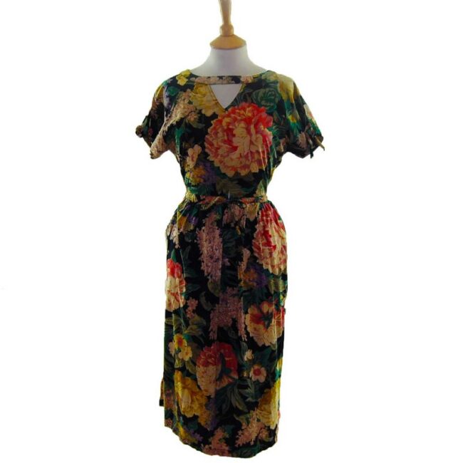 80s Dark Floral Dress