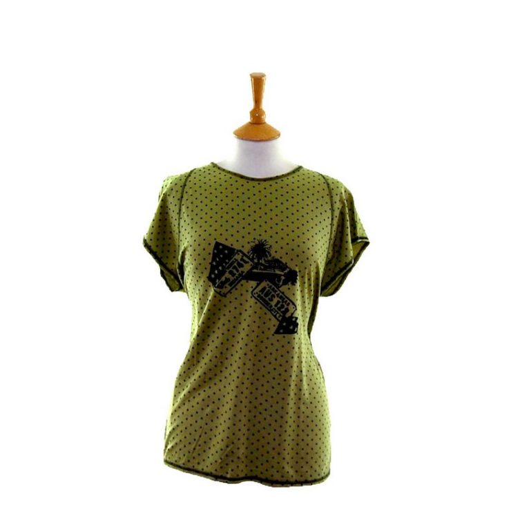 80s Green Polka-dot Tee Shirt
