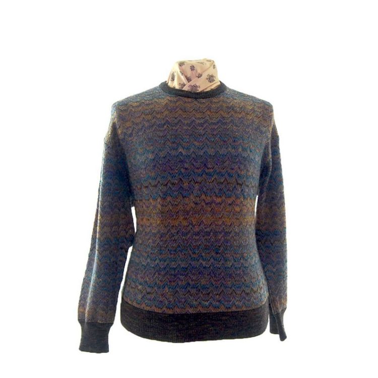 80s Mens Rainbow Print Jumper