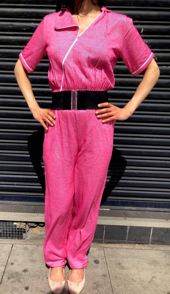 80s Pink Candy Stripe Playsuit