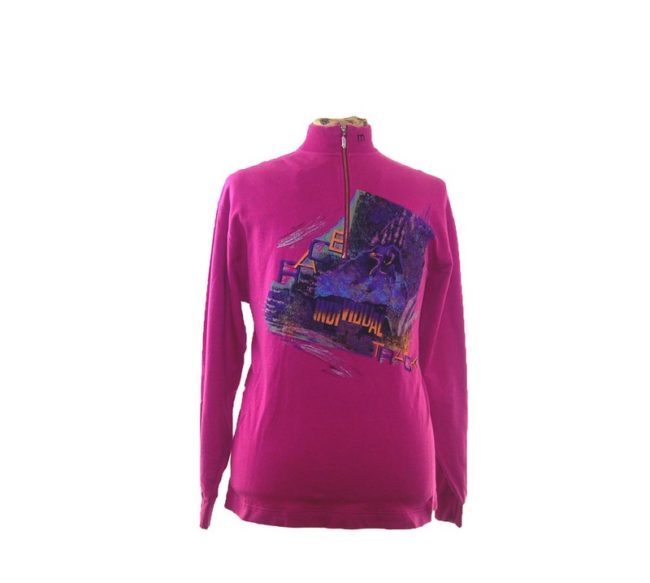 90s Pink Zip up Sweatshirt