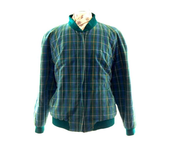 90s Plaid Bomber Jacket