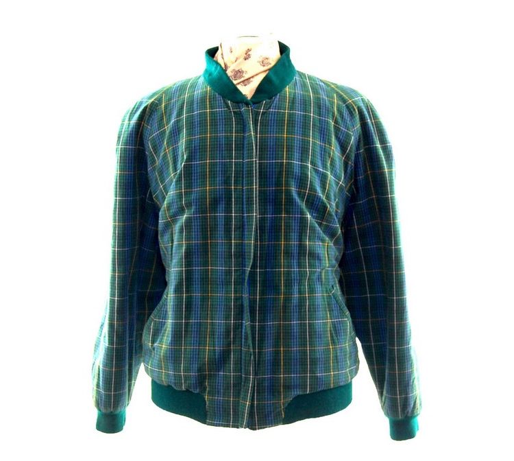 90s Plaid Bomber Jacket