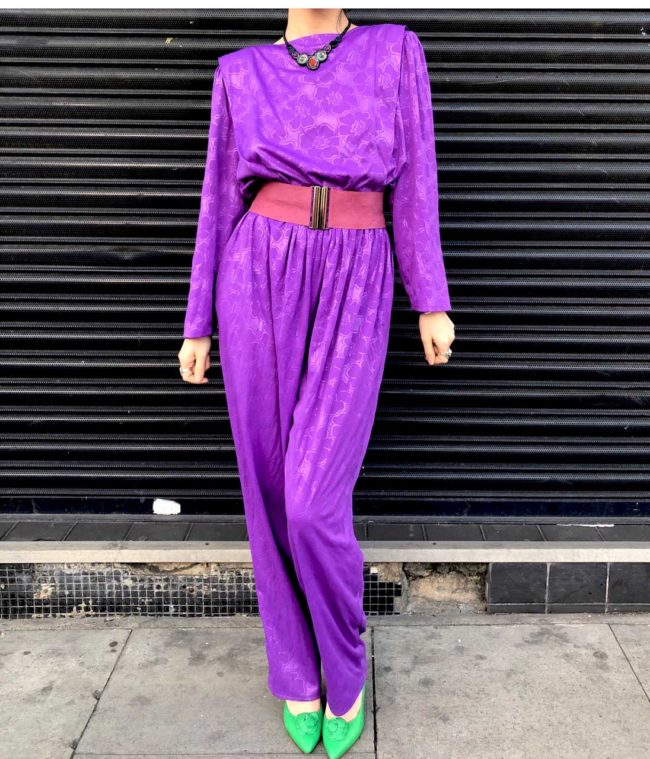 Alternative view of 80s Style Purple Playsuit