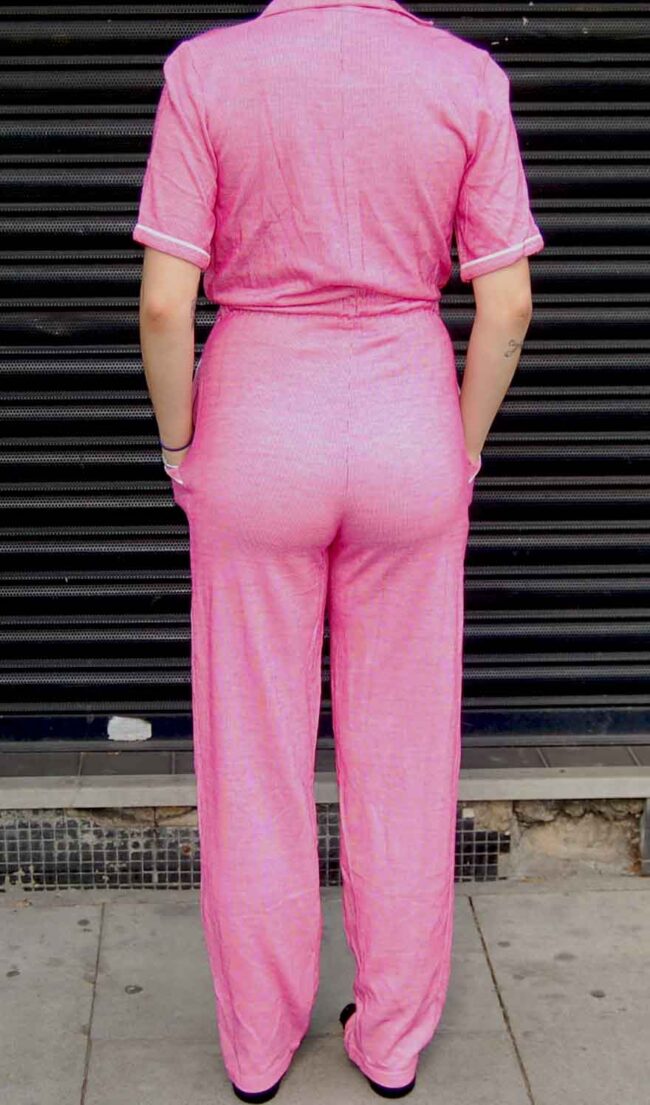 Back of 80s Pink Candy Stripe Playsuit