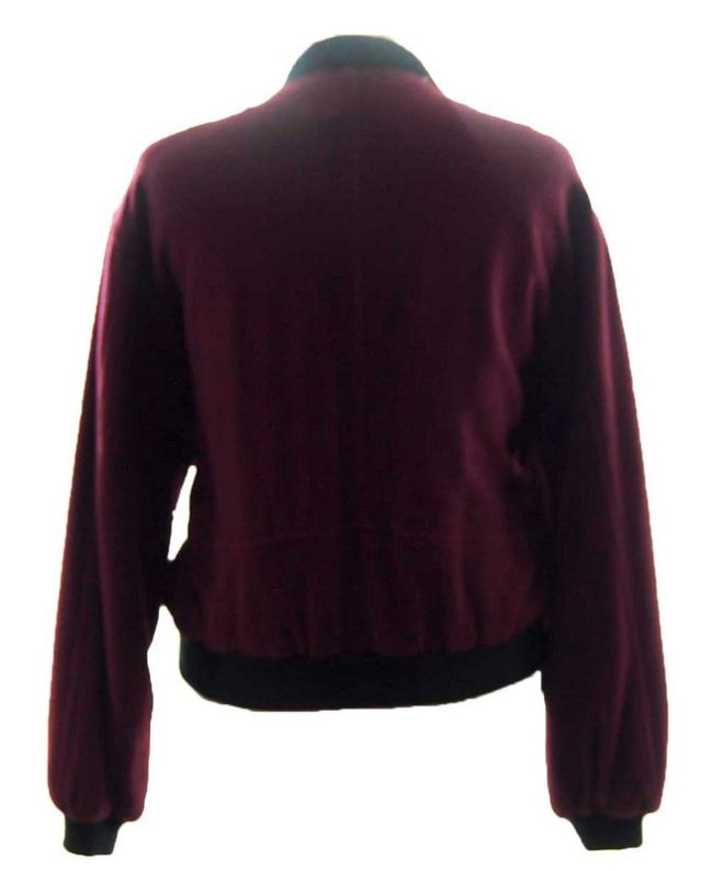 Back of Plum Cashmere And Wool Bomber Jacket