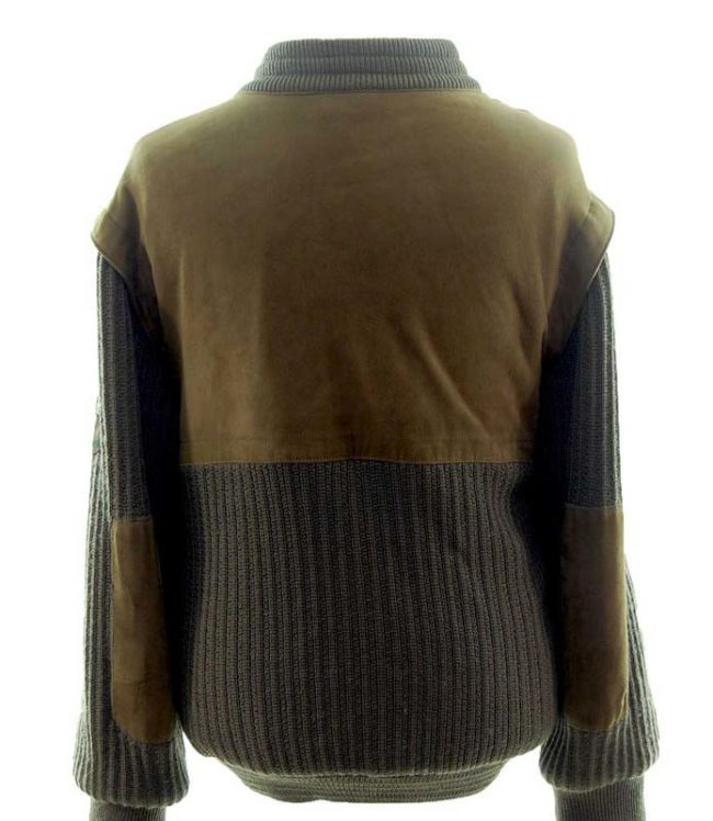 Back of Suede and Wool Bomber Jacket