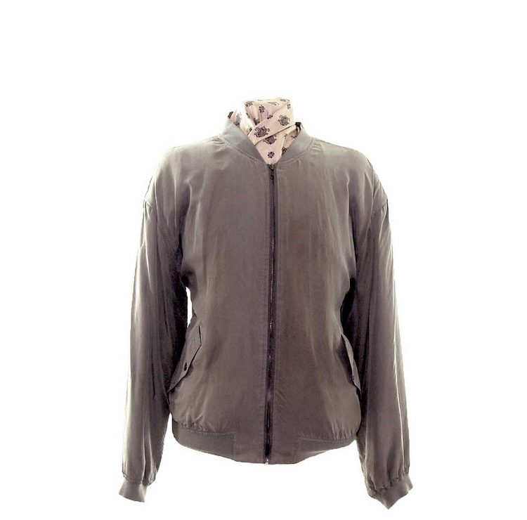 Beige Silk Bomber Jacket