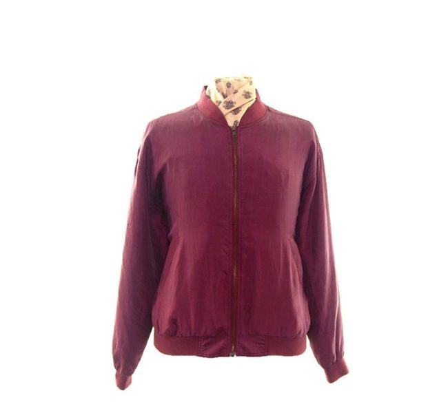 Bergundy Silk Bomber Jacket