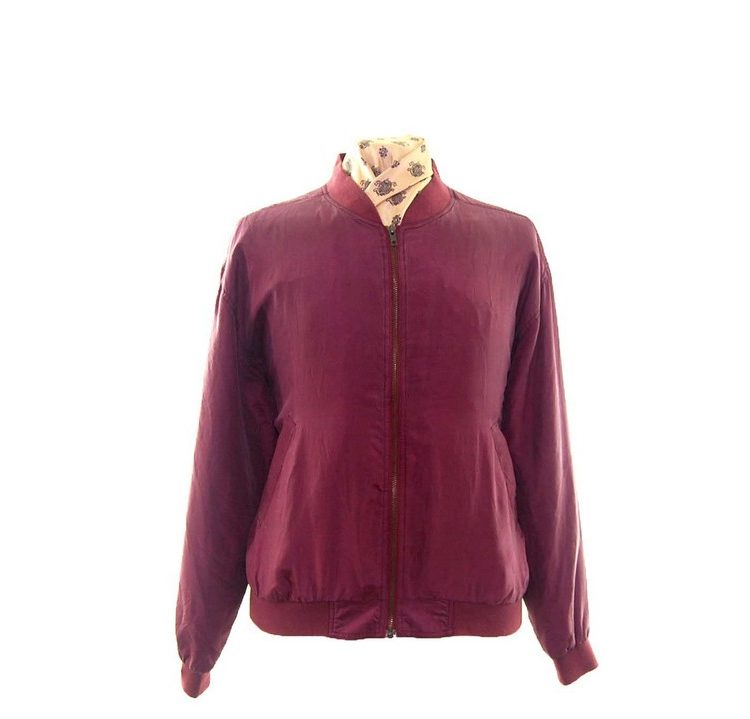 Bergundy Silk Bomber Jacket