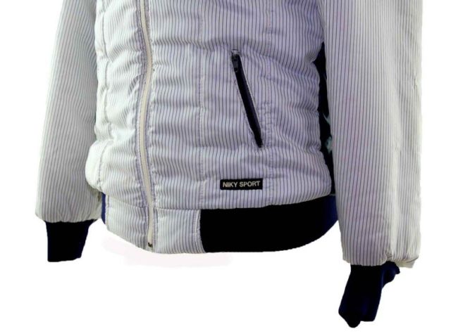 Bottom of Niky Sport White Striped ski jacket