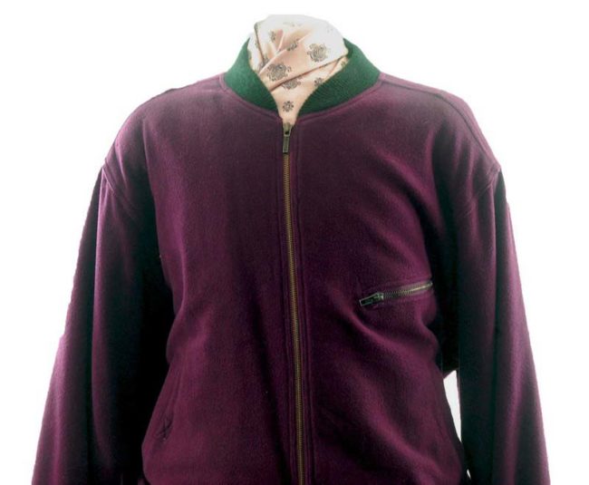 Close up front of Plum Cashmere And Wool Bomber Jacket