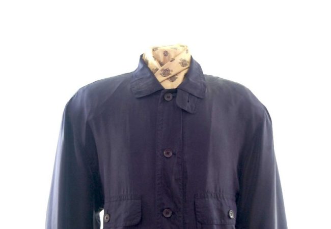 Front close up of Mens Vintage Silk Bomber Jacket
