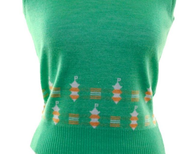 Front close up photo of 70s Green Ladies Tank Top