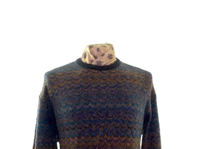 Front of 80s Mens Rainbow Print Jumper