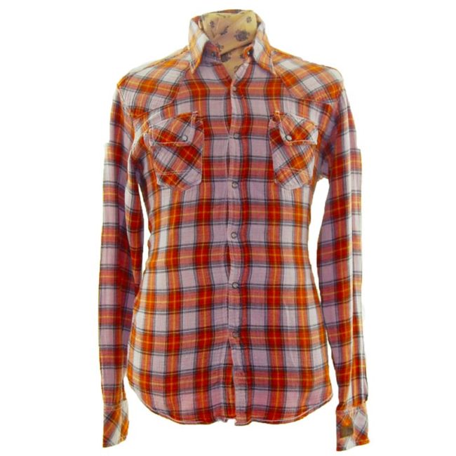 Orange Checked Western Shirt