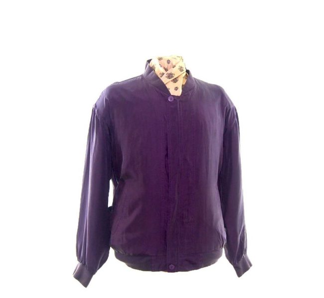 Plum Silk Bomber Jacket