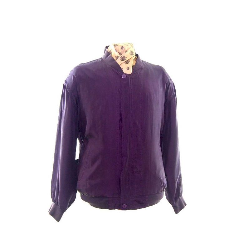 Plum Silk Bomber Jacket