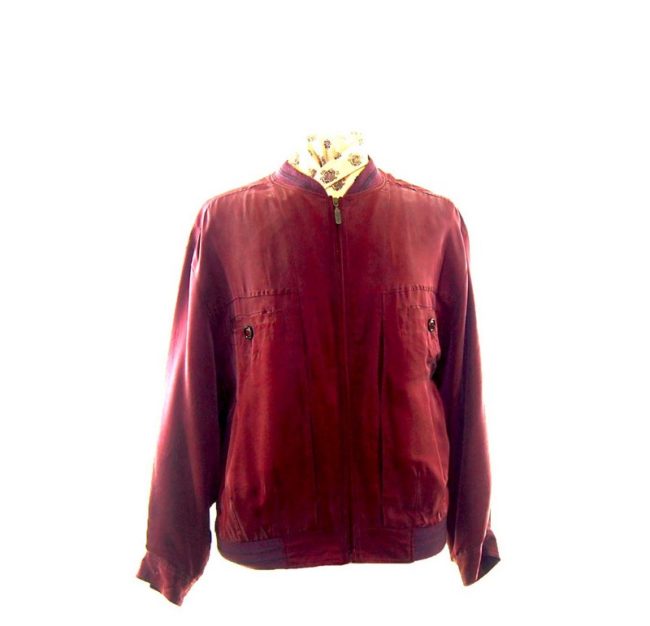 Red Silk Bomber Jacket