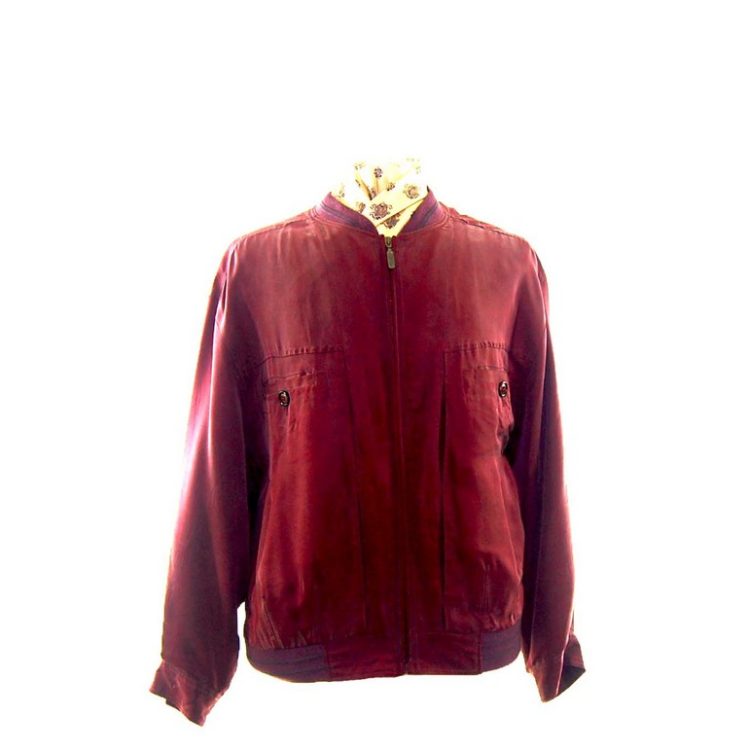 Red Silk Bomber Jacket