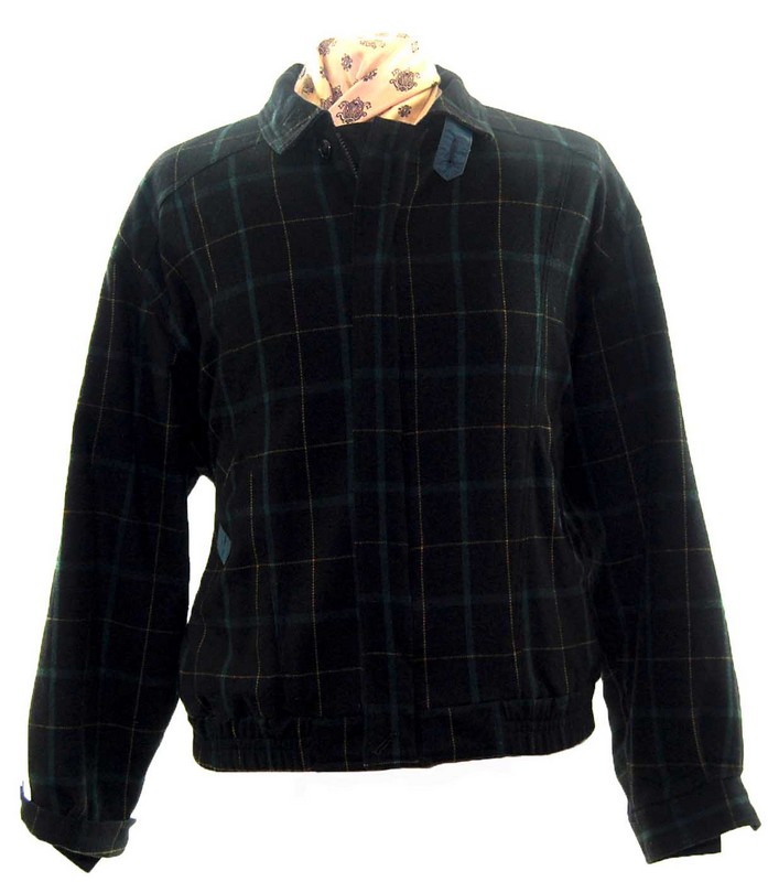 Tartan Bomber Jacket UK M Blue 17 Vintage Clothing