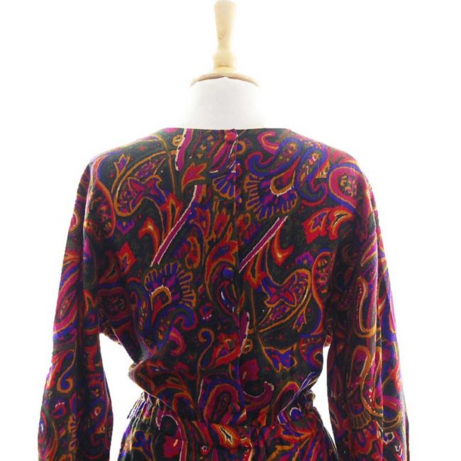 back close up of 80s Abstract Paisley Dress