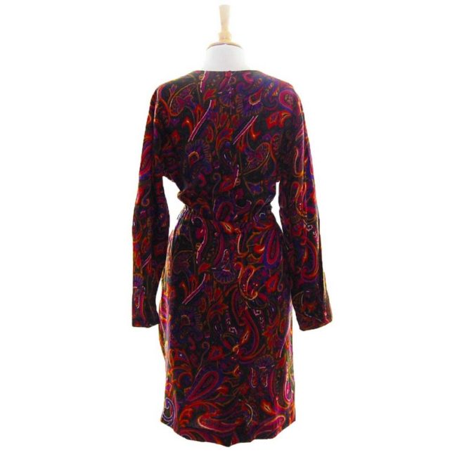 back of 80s Abstract Paisley Dress