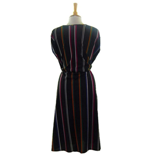 back of 80s Multicolored Stripes Dress