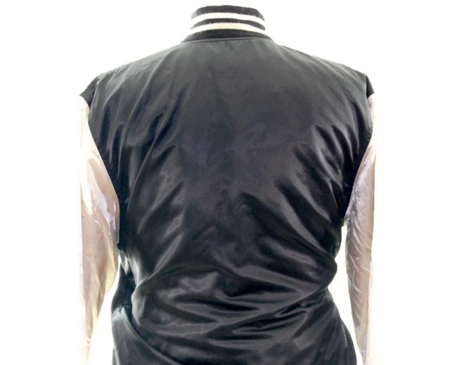 back of Baseball Black Satin Jacket