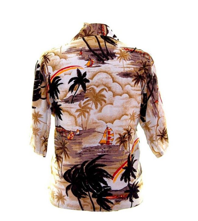 back of 90s Brown Hawaiian Shirt
