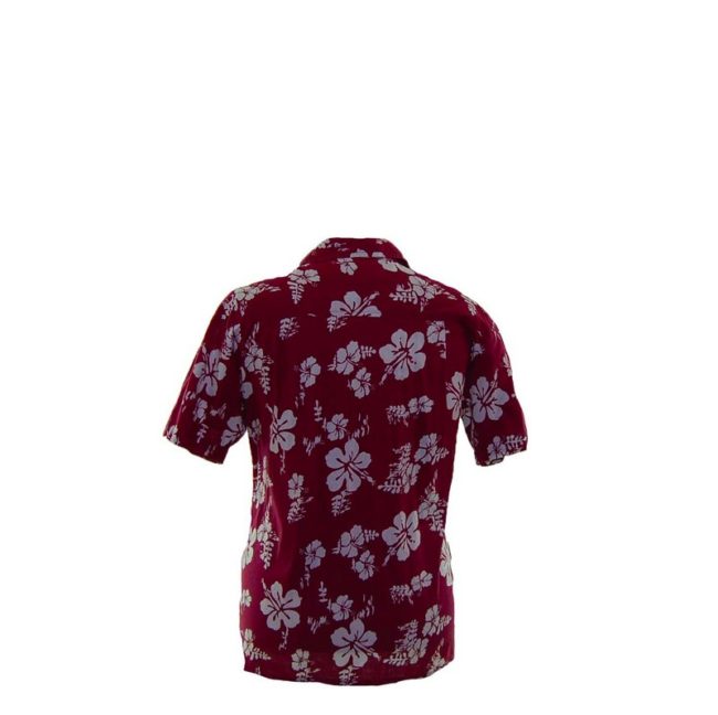 back of 90s Burgundy Hawaiian Shirt