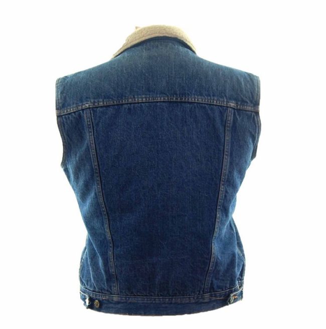back of Mustang Blue Denim Fleece Waistcoat