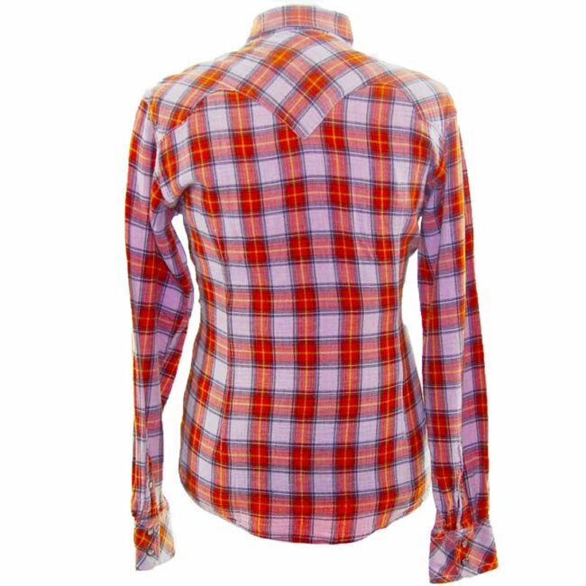 back of Orange Checked Western Shirt