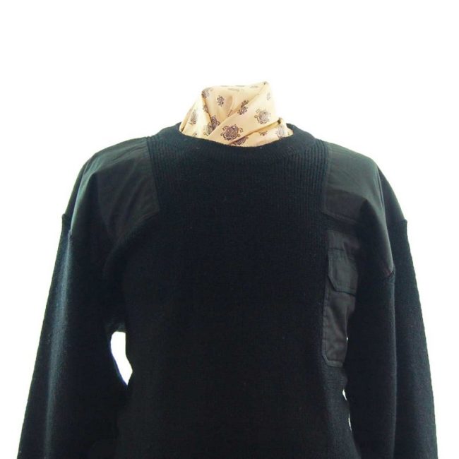 close up Black Military Jumper