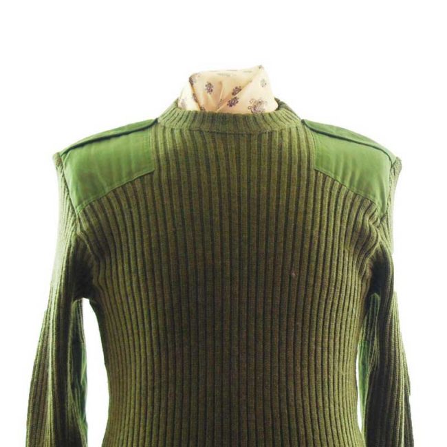 close up Green Military Jumper