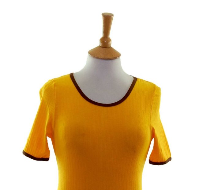 close up of 70s Yellow Tee Shirt