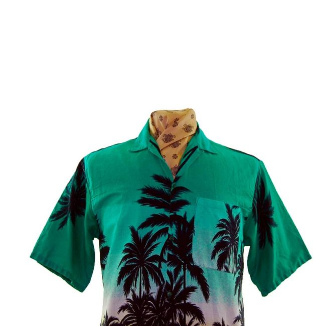 close up of 90s Landscape Hawaiian Shirt