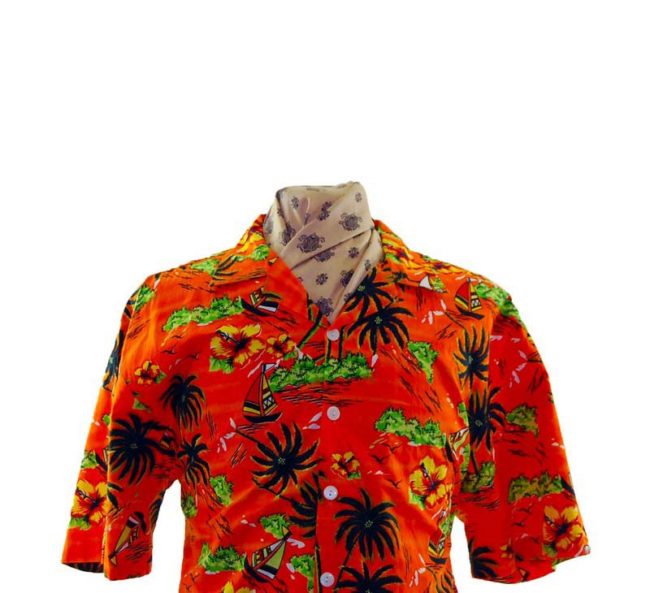 close-up-of-90s-Orange-Hawaiian-Shirt