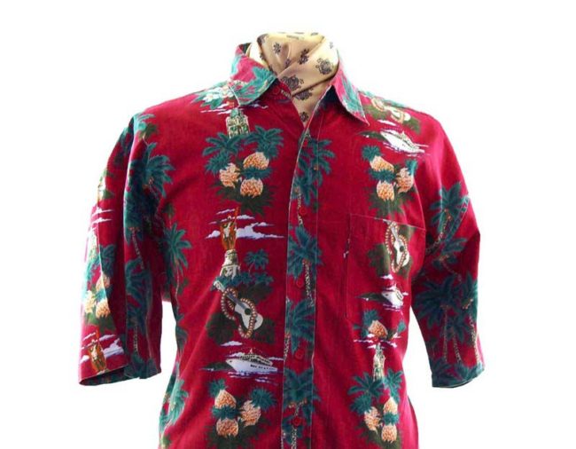 close-up-of-90s-Red-Hawaiian-Print-Shirt