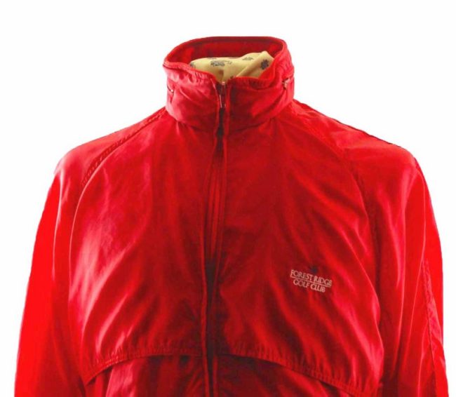 close up of Bright Red Windbreaker