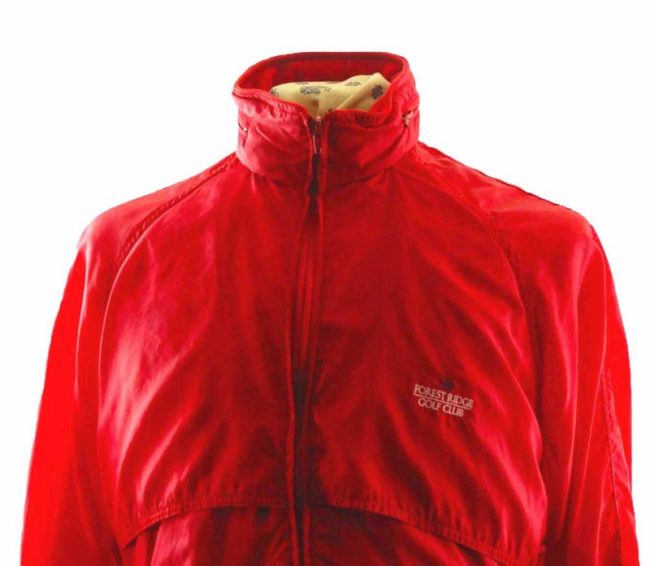 close up of Bright Red Windbreaker